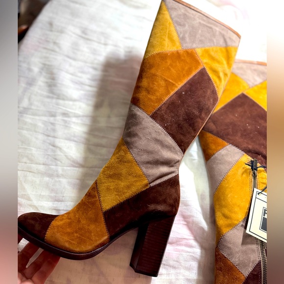 LUXURIOUS soft suede patchwork Frye boots.NEW w/ TAGS and original box. - Picture 3 of 3